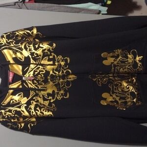 Disney 1928 Black & Gold Zip Front Sweatshirt Jacket xl